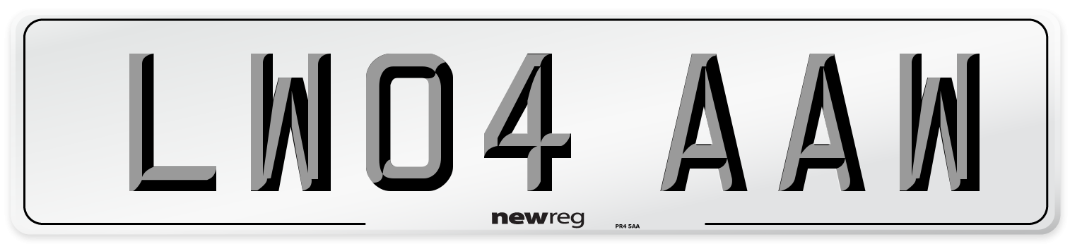 LW04 AAW Number Plate from New Reg